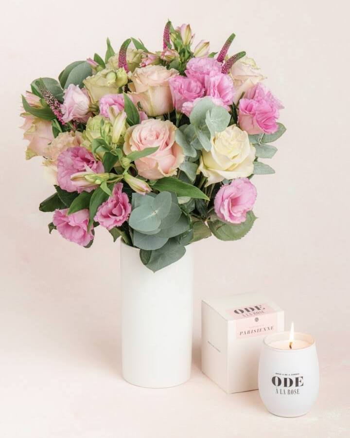 Candle & Flowers Gift Set
